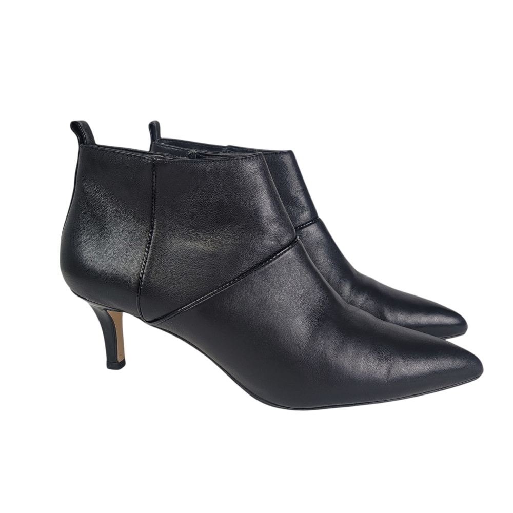 Donald J Pliner Black Fayla Soft Leather Kitten Heel Ankle Booties Size 8